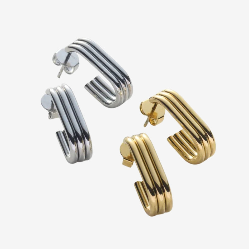 Boucles d'Oreilles Géométriques Sculpturales