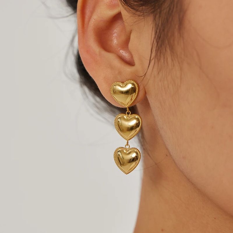 Boucles d'Oreilles Trois Cœurs d'Amour