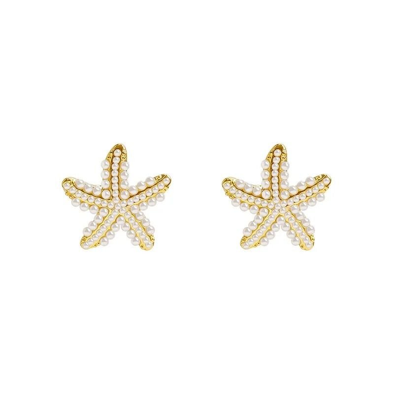 Boucles d'Oreilles Étoile de Mer Perlées